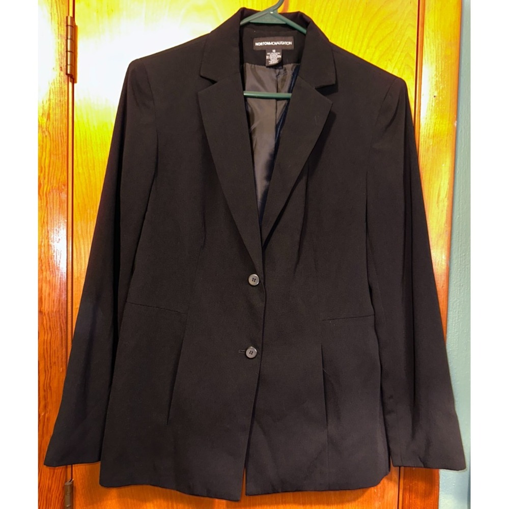 Norton McNaughton Womens Black Two Button Career Blazer